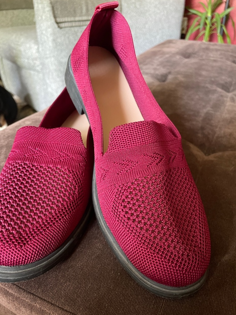 Women's Knit Slip-On Loafer - Burgundy